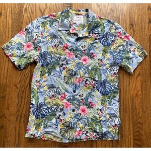 Disney Tommy Bahama Hawaiian Shirt Size Small Floral Mickey Jungle Jubilee Camp